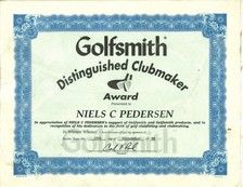 Golfsmith Distinguished Clubmaker diploma